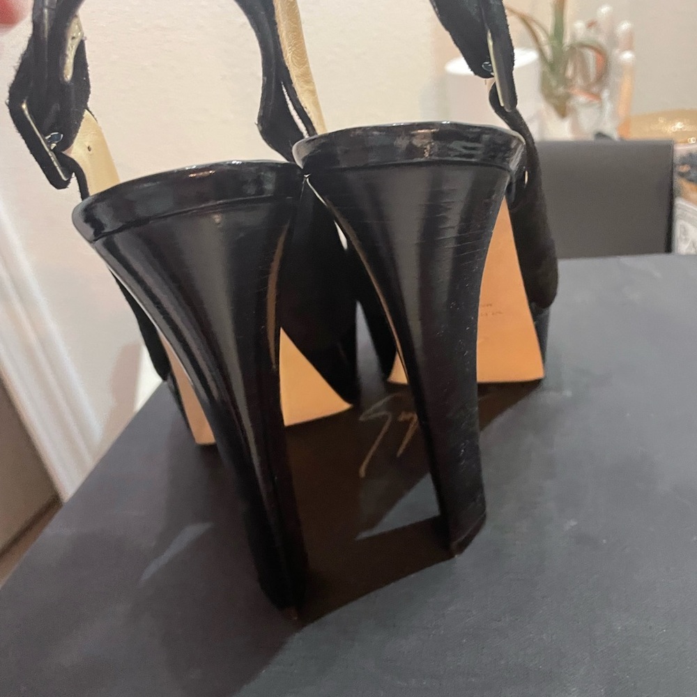 Giuseppe Zanotti Black Platform Slingback Heels - Picture 3 of 9